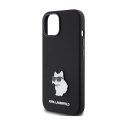 Karl Lagerfeld Silicone Choupette Metal Pin - Etui iPhone 15 (czarny)