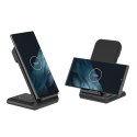 Crong PowerSpot Pivot Stand - Ładowarka bezprzewodowa 3w1 do iPhone, Samsung & Android, Galaxy Watch i słuchawek TWS (czarny)