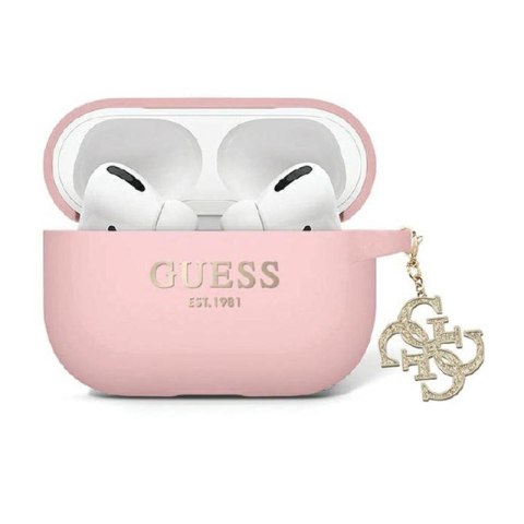 Guess Liquid Silicone Glitter Triangle Charm - Etui AirPods Pro 2 (różowy)