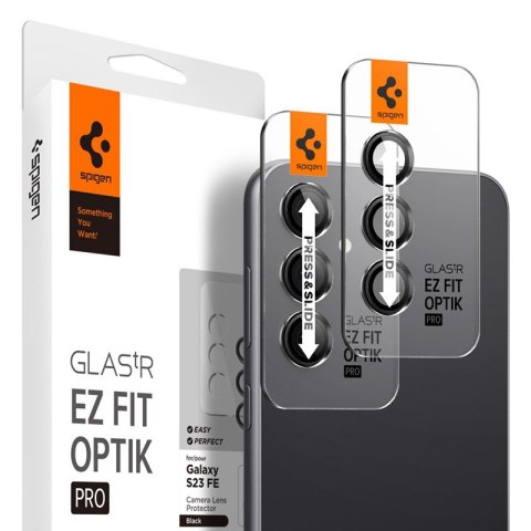 Spigen Optik Pro GLAS.TR EZ Fit Camera Protector 2-Pack - Szkło ochronne na obiektyw do Samsung Galaxy S23 FE (2 szt) (Czarny)