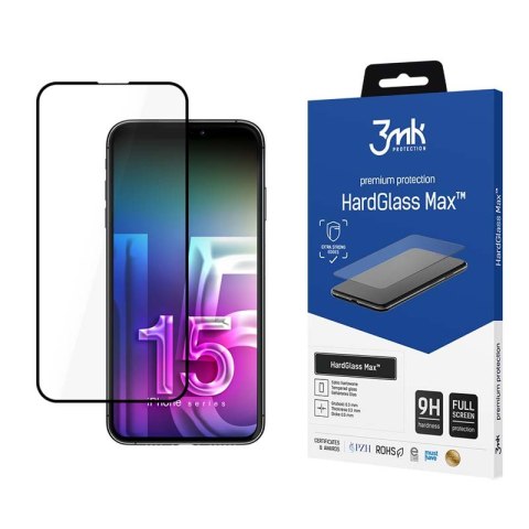 3mk HardGlass Max - Szkło hartowane do iPhone 15 Pro (Czarny)