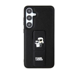 Karl Lagerfeld Gripstand Saffiano Karl & Choupette Pins - Etui Samsung Galaxy S24 Ultra (czarny)