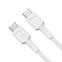 Green Cell PowerStream - Kabel Przewód USB-C - USB-C 200 cm Power Delivery 60W, QC 3.0 (biały)