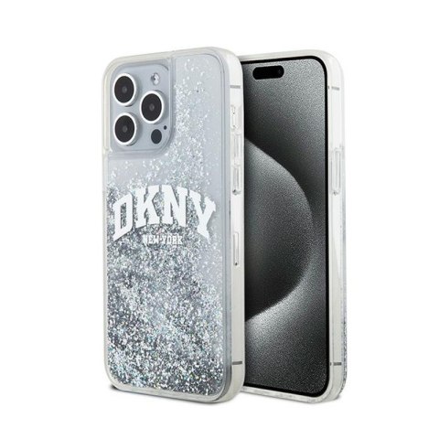 DKNY Liquid Glitter Big Logo - Etui iPhone 15 Pro Max (biały)