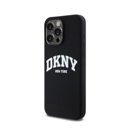 DKNY Liquid Silicone White Printed Logo MagSafe - Etui iPhone 15 Pro Max (czarny)