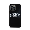 DKNY Liquid Silicone White Printed Logo MagSafe - Etui iPhone 15 Pro Max (czarny)