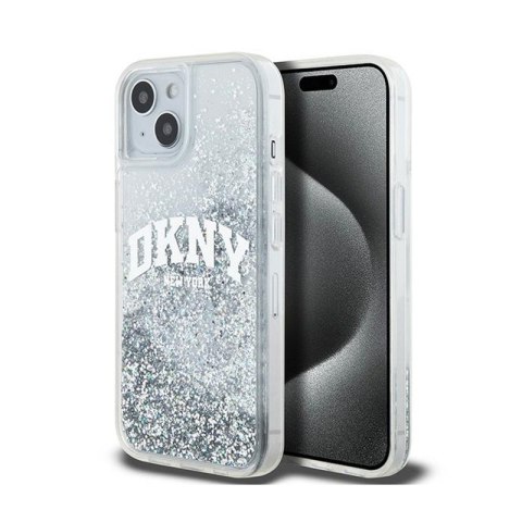 DKNY Liquid Glitter Big Logo - Etui iPhone 15 / 14 / 13 (biały)