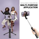 Crong SelfieGo Lite - Kompaktowy selfie stick Bluetooth tripod (czarny)