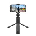 Crong SelfieGo Lite - Kompaktowy selfie stick Bluetooth tripod (czarny)