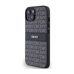 DKNY Leather Mono Stripe & Metal Logo - Etui iPhone 14 / 15 / 13 (czarny)