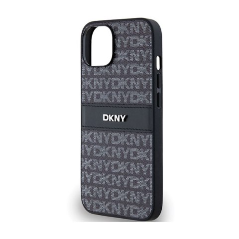 DKNY Leather Mono Stripe & Metal Logo - Etui iPhone 14 / 15 / 13 (czarny)