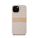 DKNY Leather Mono Stripe & Metal Logo - Etui iPhone 15 Plus / 14 Plus (różowy)