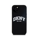 DKNY Liquid Silicone White Printed Logo MagSafe - Etui iPhone 14 / 15 / 13 (czarny)