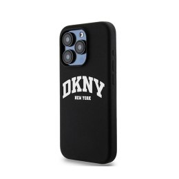 DKNY Liquid Silicone White Printed Logo MagSafe - Etui iPhone 14 Pro (czarny)