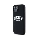 DKNY Liquid Silicone White Printed Logo MagSafe - Etui iPhone 15 / 14 / 13 (czarny)