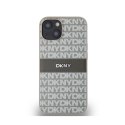 DKNY Leather Mono Stripe & Metal Logo - Etui iPhone 14 / 15 / 13 (beżowy)