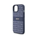 DKNY Leather Mono Stripe & Metal Logo - Etui iPhone 15 / 14 / 13 (niebieski)