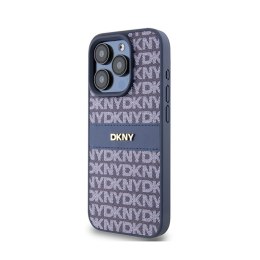 DKNY Leather Mono Stripe & Metal Logo - Etui iPhone 15 Pro (niebieski)