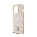 DKNY Leather Checkered Mono Pattern & Printed Stripes - Etui iPhone 14 Pro (różowy)