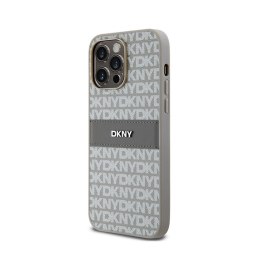 DKNY Leather Mono Stripe & Metal Logo - Etui iPhone 14 Pro (beżowy)