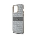 DKNY Leather Mono Stripe & Metal Logo - Etui iPhone 14 Pro (beżowy)