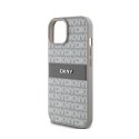 DKNY Leather Mono Stripe & Metal Logo - Etui iPhone 15 / 14 / 13 (beżowy)