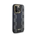 DKNY Leather Checkered Mono Pattern MagSafe - Etui iPhone 13 Pro (czarny)