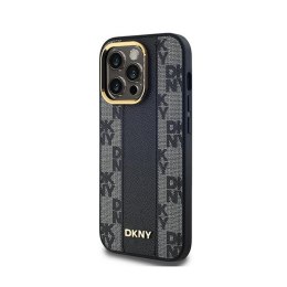 DKNY Leather Checkered Mono Pattern MagSafe - Etui iPhone 14 Pro Max (czarny)