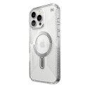 Speck Presidio Perfect-Clear Grip ClickLock & MagSafe - Etui iPhone 16 Pro Max (Clear / Chrome Finish / Serene Silver)